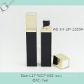AG-JH-labio-2269A AGPM cosméticos plástico empaque oblongo brillante oro 7ml Lip Gloss etiqueta privada con espejo